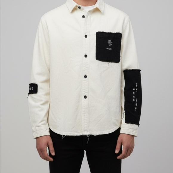 Zara Other - Zara Men's Cream and Black Patch Jacket